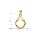 14 mm 14k Yellow Gold coin bezel pendant for US 3¢ Trime Three Cent Silver — size reference (ruler)