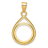 14 mm 14k Yellow Gold coin bezel pendant for US 3¢ Trime Three Cent Silver