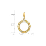 14 mm 14k Yellow Gold coin bezel pendant for US 3¢ Trime Three Cent Silver — size reference (ruler)