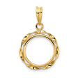 14 mm 14k Yellow Gold coin bezel pendant for US 3¢ Trime Three Cent Silver
