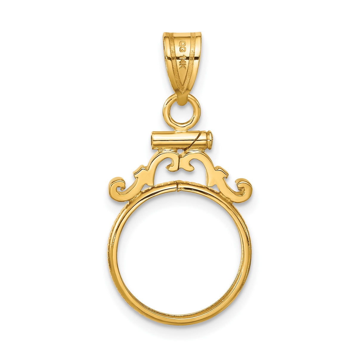 14 mm 14k Yellow Gold coin bezel pendant for US 3¢ Trime Three Cent Silver — additional image