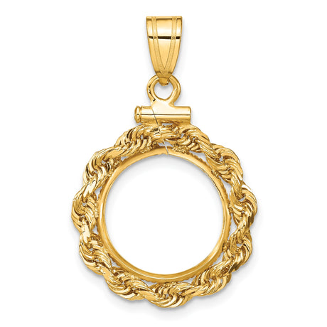 14 mm 14k Yellow Gold coin bezel pendant for US 3¢ Trime Three Cent Silver