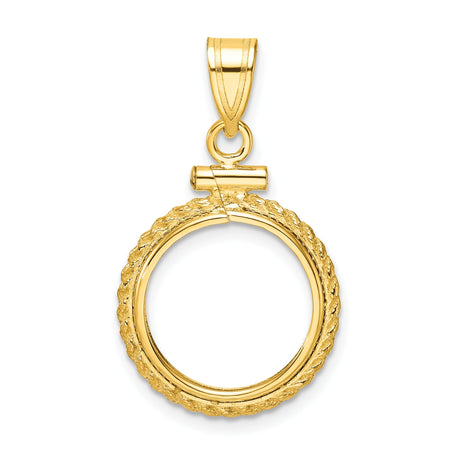 14 mm 14k Yellow Gold coin bezel pendant for US 3¢ Trime Three Cent Silver