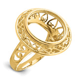 14 mm 14k Yellow Gold coin bezel ring for US 3¢ Trime Three Cent Silver