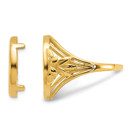 14 mm 14k Yellow Gold coin bezel ring for US 3¢ Trime Three Cent Silver — additional image