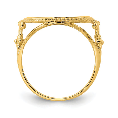14 mm 14k Yellow Gold coin bezel ring for US 3¢ Trime Three Cent Silver — alternate view