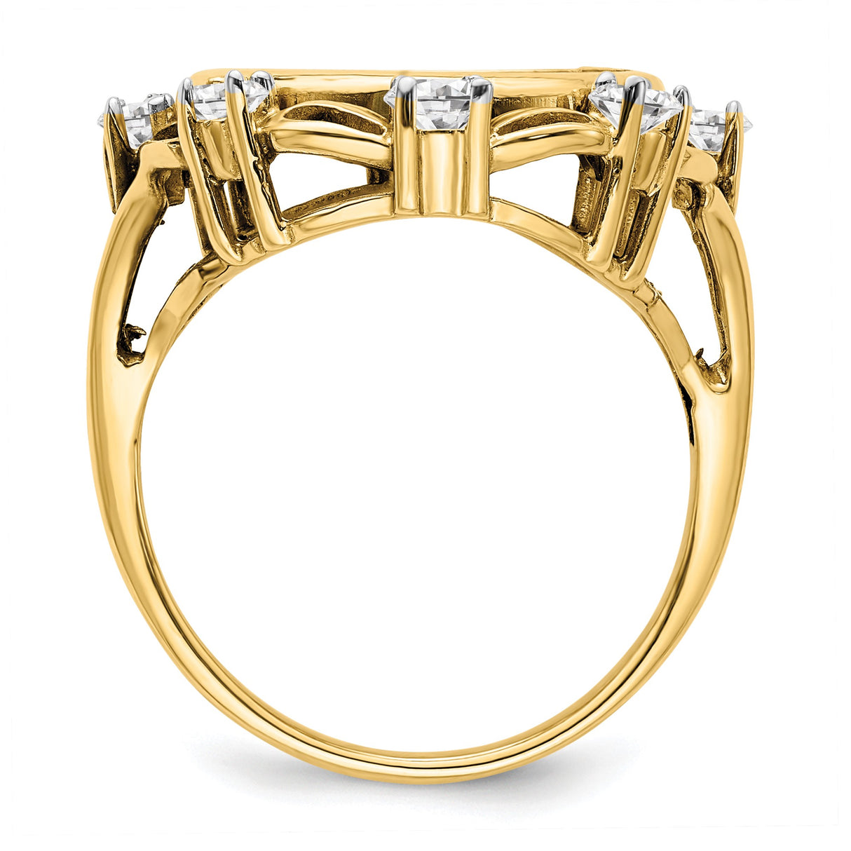 14 mm 14k Yellow Gold coin bezel ring for US 3¢ Trime Three Cent Silver — alternate view