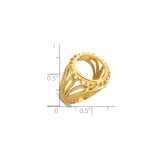 14 mm 14k Yellow Gold coin bezel ring for US 3¢ Trime Three Cent Silver — size reference (ruler)