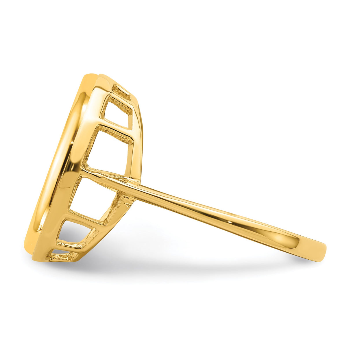 14 mm 14k Yellow Gold coin bezel ring for US 3¢ Trime Three Cent Silver — additional image