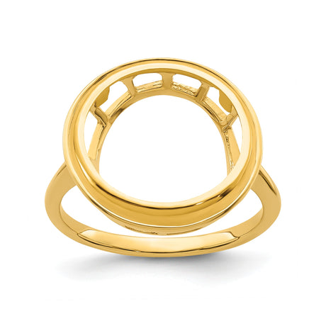14 mm 14k Yellow Gold coin bezel ring for US 3¢ Trime Three Cent Silver — additional image