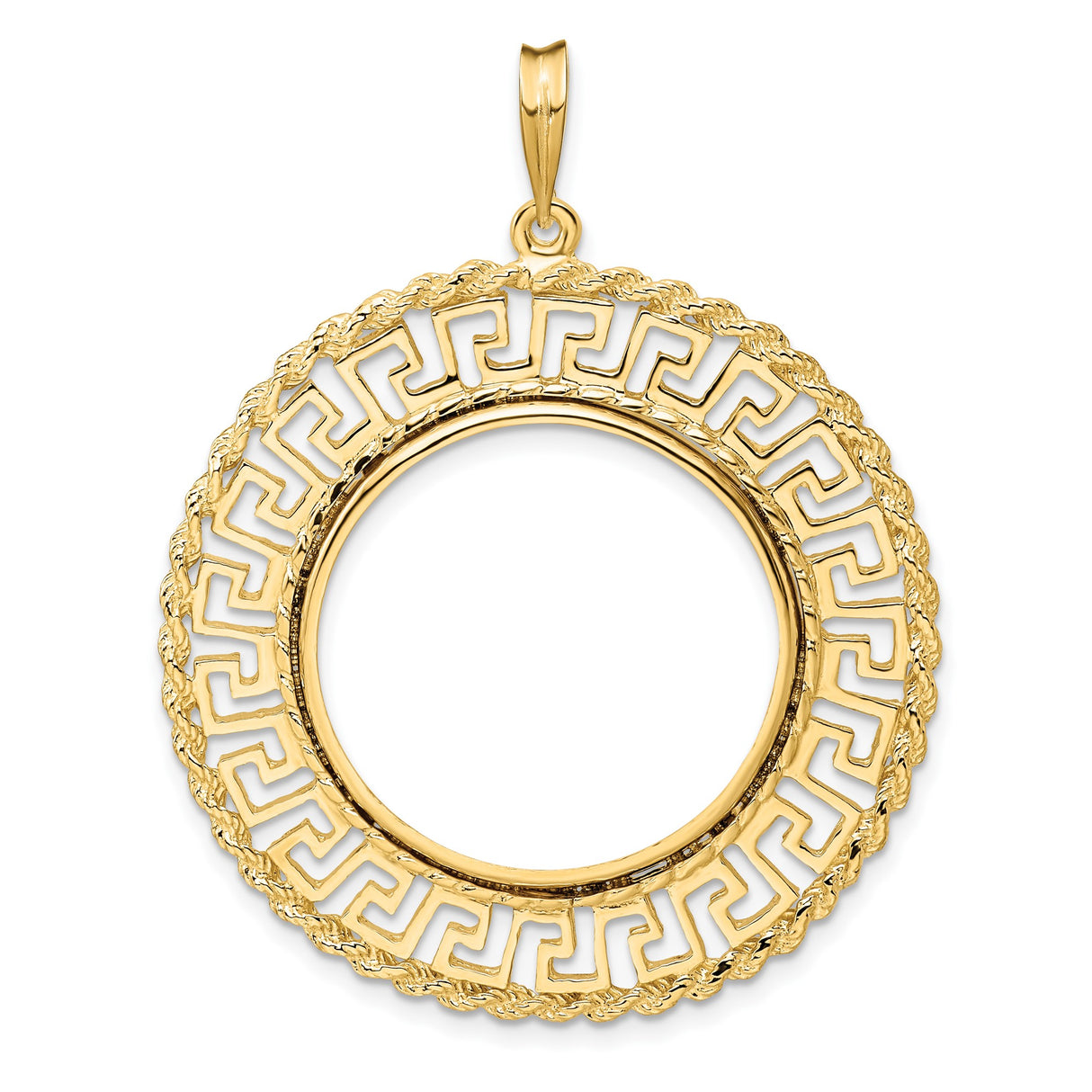 24 mm 14k Yellow Gold coin bezel pendant for US 25¢ Quarter - Standing Liberty